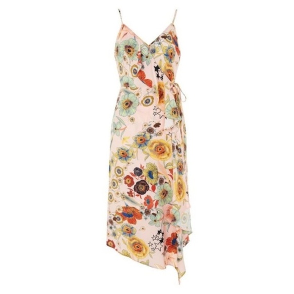 TOPSHOP Floral Print Wrap Midi Dress - Picture 5 of 8